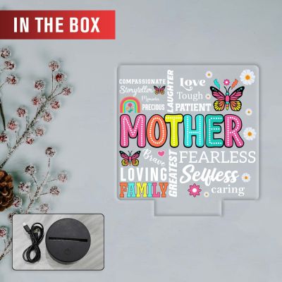 Inspirational Quote UV Print LED Lamp for Mom   Warm White Acrylic Night Light